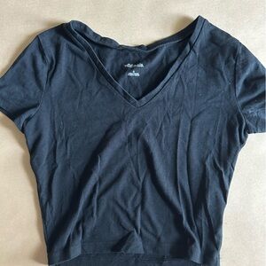 Wild Fable Black Fitted Short Sleeve Crop Top